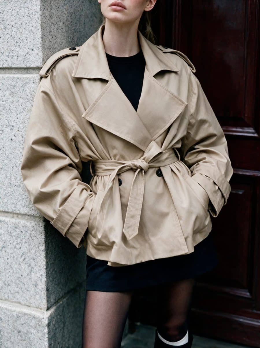 Belted Cropped Trench — Belt & lapels