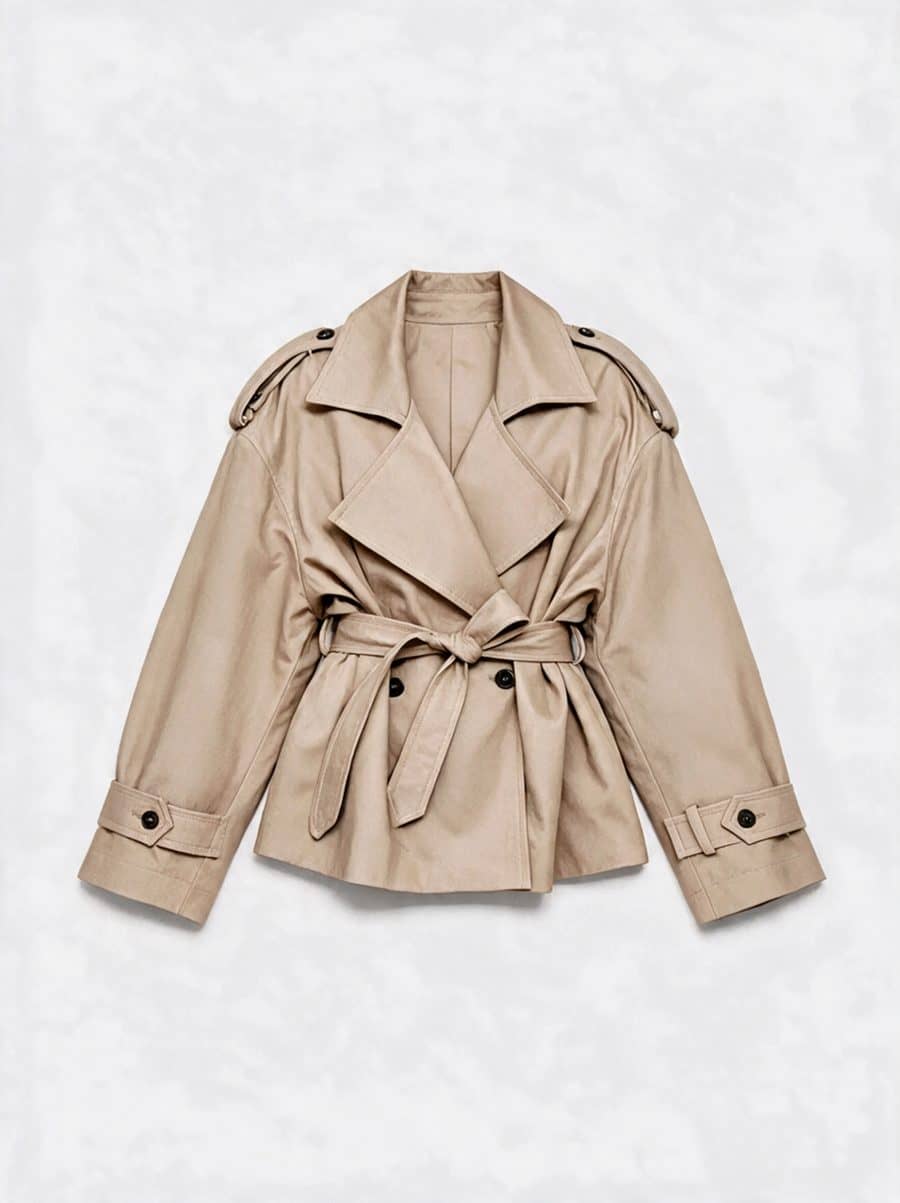 Belted Cropped Trench — Flat lay