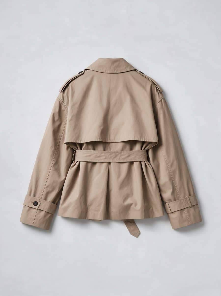 Belted Cropped Trench — Back flat lay