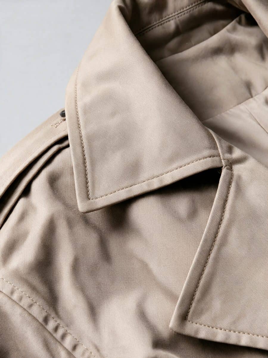 Belted Cropped Trench — Collar macro