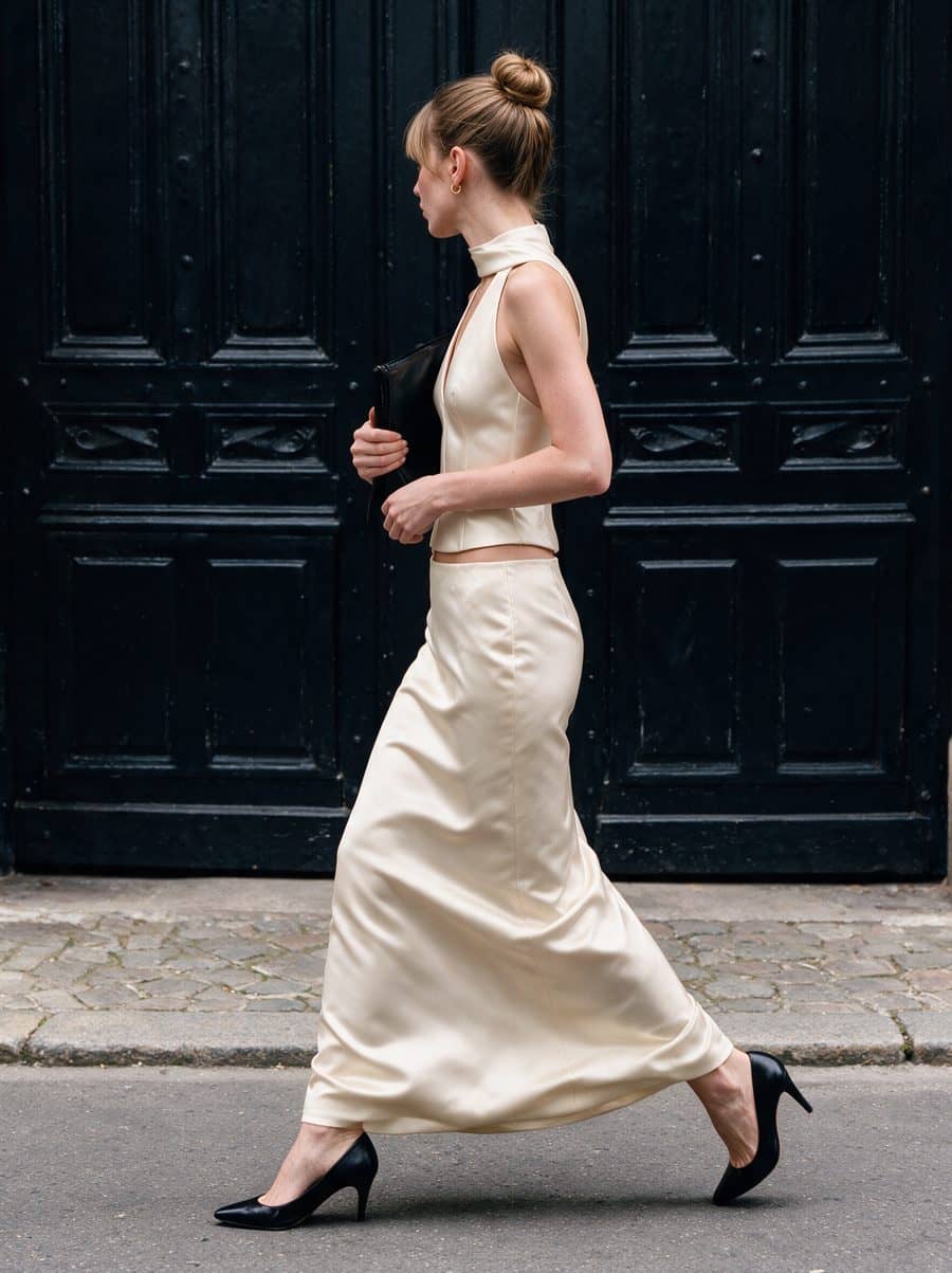 Satin Halter Top & Maxi Skirt — On the move